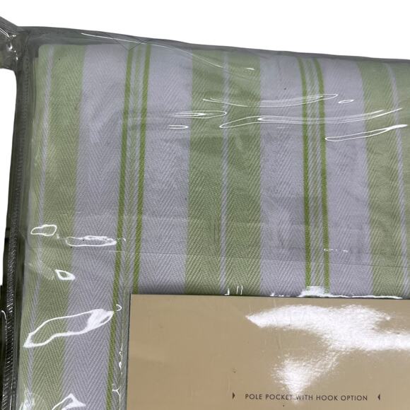 Lot of 2 Pottery Barn Kids Variegated Strip Panels 63" x 44" Green White New - Picture 13 of 15